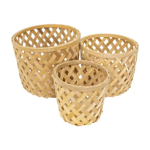 Juego de 3 macetas de tejido natural de 39×33/33×29/27x24cm