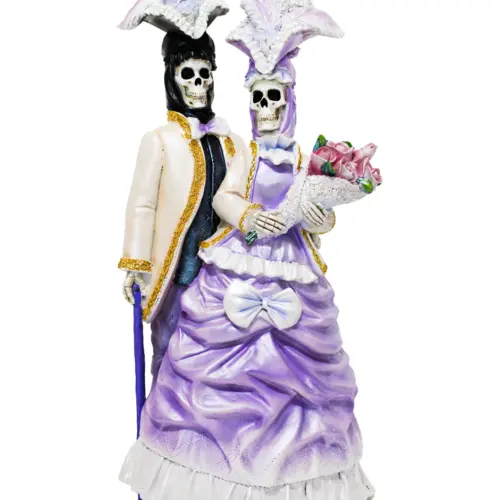 Pareja de catrín con catrina de poliresina con vestido de 21.5×14.5x45cm