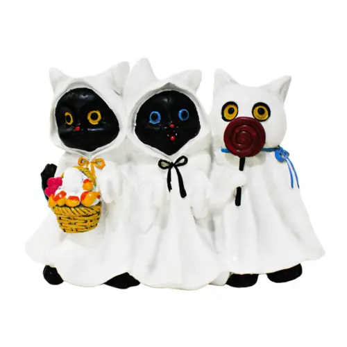 Gatos de poliresina disfrazados de fantasma de 29.5×12.5×20.8cm
