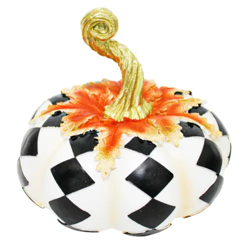 Calabaza de poliresina diseño domino con dorado de 22×21.8x20cm