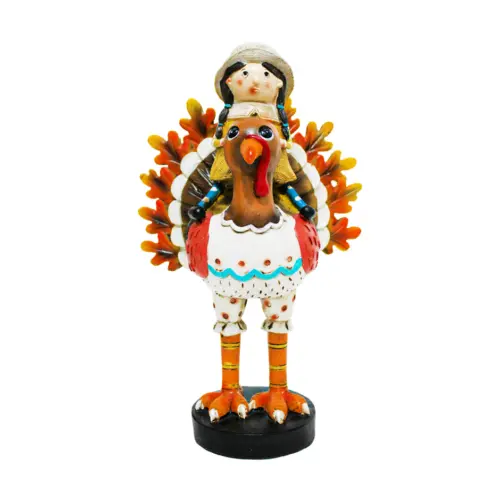 Pavo de poliresina con niño de 18×13.3x29cm