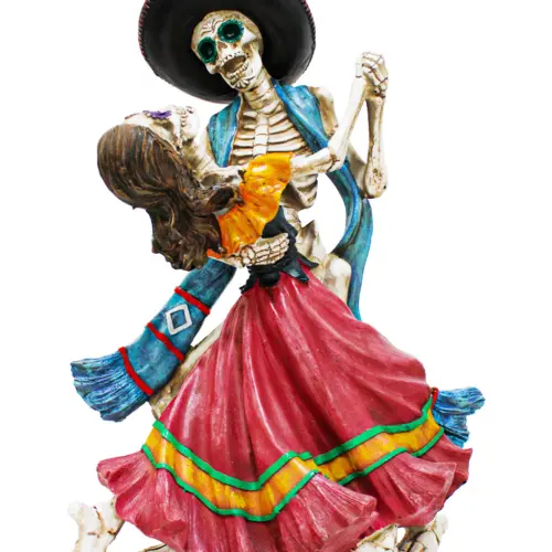 Pareja de esqueletos de poliresina bailando de 28.5x18x42.3cm