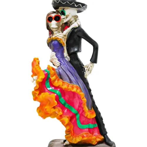 Pareja de esqueletos de poliresina bailando de 17.5×13.6×33.5cm
