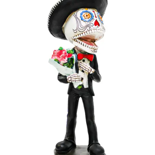 Esqueleto de poliresina vestido de mariachi de 14.8×12.8×34.2cm