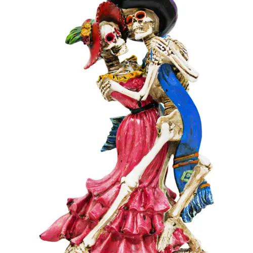 Pareja de esqueletos de poliresina bailando de 14.5×8.5×22.7cm