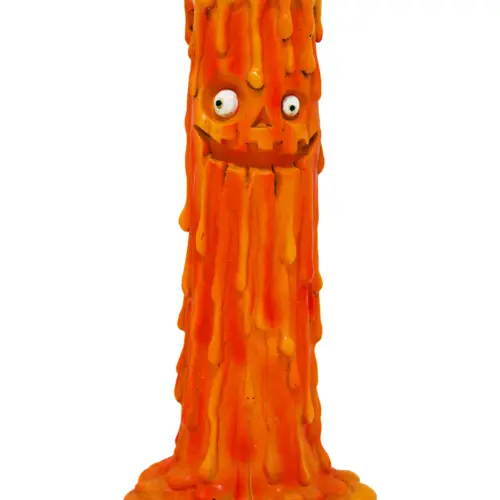 Candelabro diseño vela de poliresina naranja con rostro de calabaza de 10.7×9.2×22.5cm