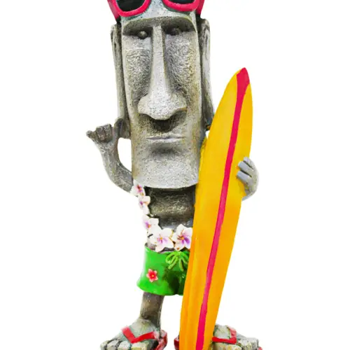 Moai de poliresina surfista de 14.3×9.4x31cm