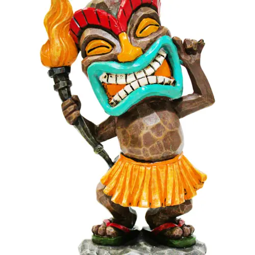 Hombre Tiki de poliresina con antorcha de 18.5×10.2×28.7cm