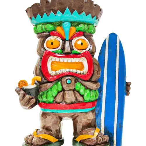 Hombre Tiki de poliresina surfista de 16×9.7×21.6cm