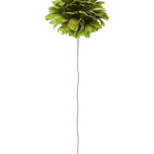 Flor de plumas verde de 16x16x52cm