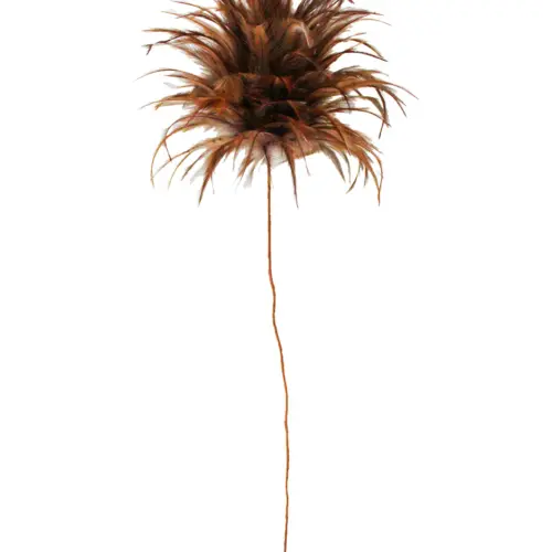 Flor de plumas cafe de 19x19x50cm