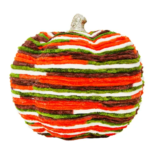 Calabaza forrada de estambre de colores de 20x20x18cm