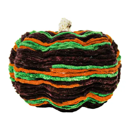 Calabaza forrada de estambre café con verde de 20x20x15