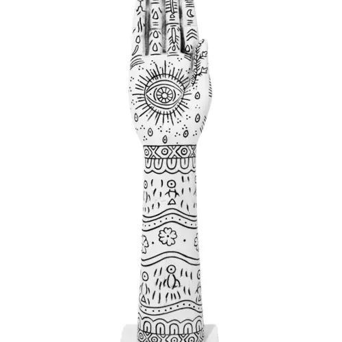 Mano con brazo de poliresina blanco con negro de 8×5.5×30.5cm
