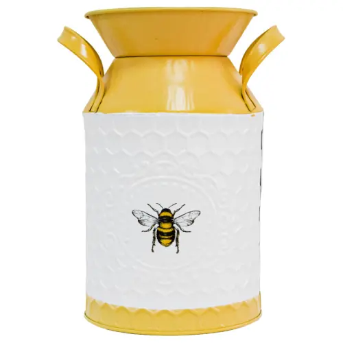Bote de metal blanco con amarillo diseño abeja de 16x13x21.5cm
