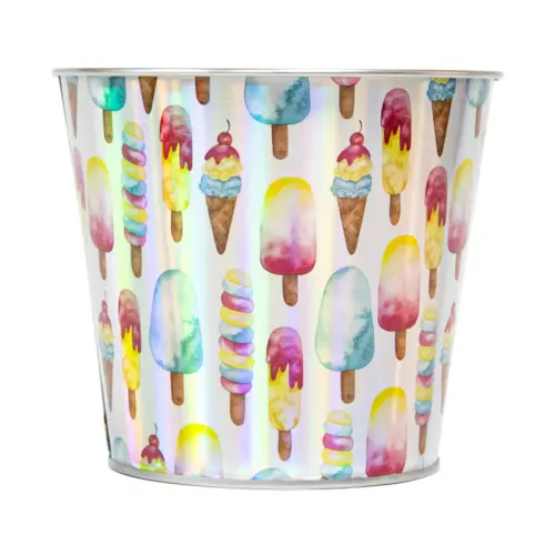 Bote de metal redondo diseño helados de colores de 13.2×11.5cm