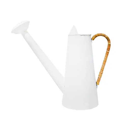 Regadera de metal blanco con agarradera tejida de 37x15x32cm