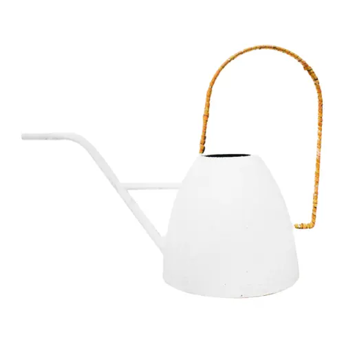 Regadera de metal blanco con agarradera tejida de 16x16x27cm