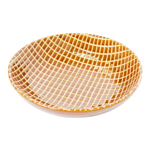 Bowl de porcelana cafe diseño cuadros de 19.5×19.5×5.4cm