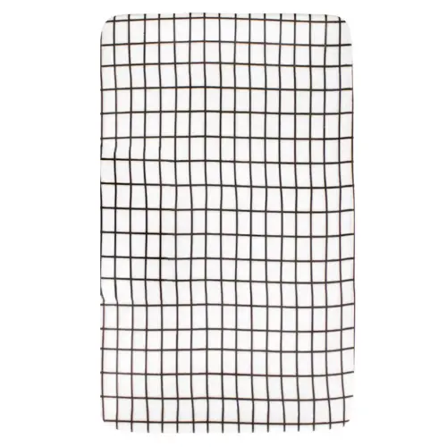Plato de porcelana rectangular blanco con líneas negras de 21×12.7x2cm