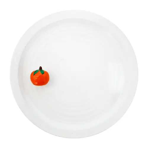 Plato de porcelana blanca con mandarina de 28.2×28.2×5.2cm