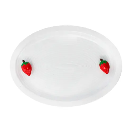 Plato de porcelana ovalado con fresa de 35.9×25.7×4.3cm