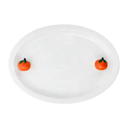 Plato de porcelana ovalado con mandarina de 35.9×25.7×4.4cm