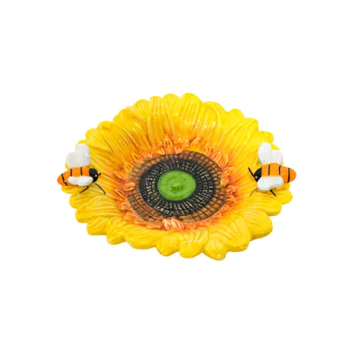 Bowl de porcelana diseño girasol con abeja de 15.5×15.4×5.2cm