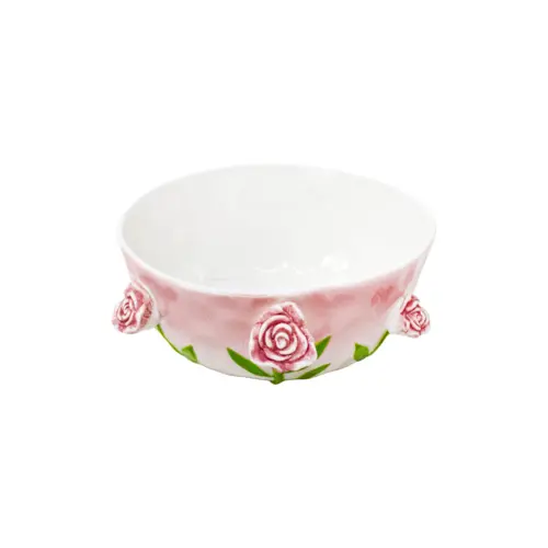 Bowl de porcelana con diseño flores rosas de 13.5x12x5.8cm