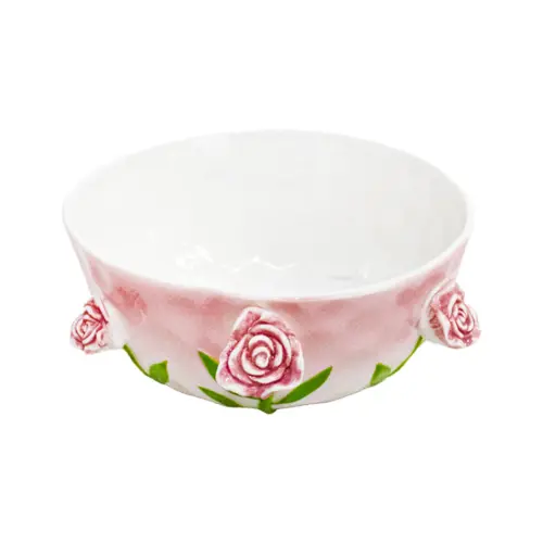 Bowl de porcelana con diseño flores rosas de 18x16x7.5cm
