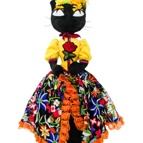 Gato con vestido amarillo de 24x20x50cm