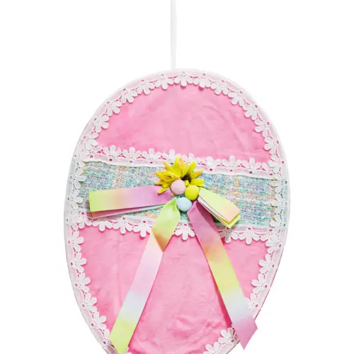 Huevo de pascua colgante rosa de 28x4x41cm