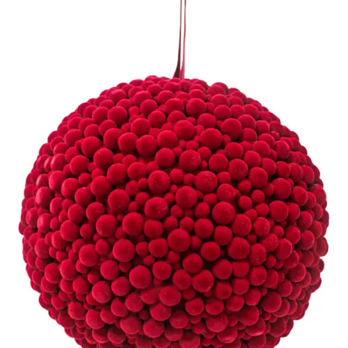 Bola con pompones vino de 25x25x25cm