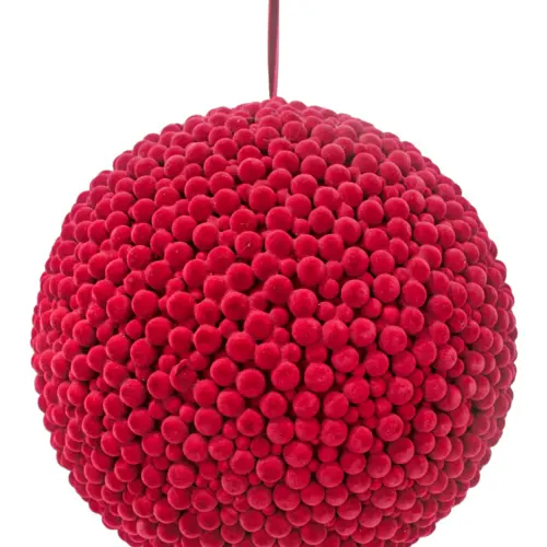 Bola con pompones vino de 30x30x30cm