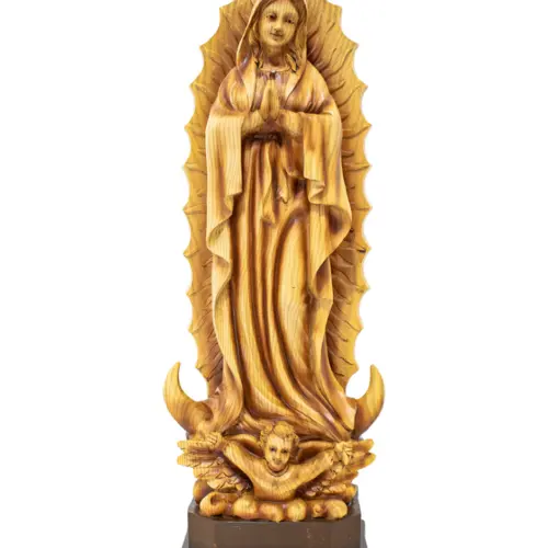 Virgen de Guadalupe de resina imitacion madera 18x13x47.5cm