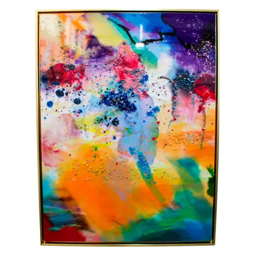 Cuadro diseño pinturas de colores con chaquiras de 63x83x3.5cm