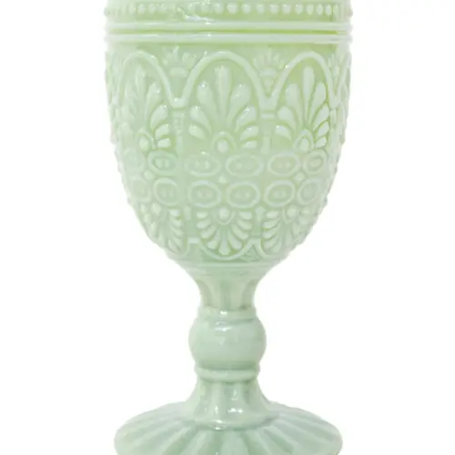 Copa de vidrio para vino verde menta de 7.5×7.5×14.6cm de 200ml
