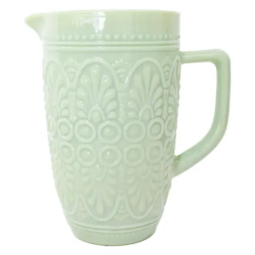 Jarra de vidrio verde menta de 14.5×19.5x21cm de 1330ml