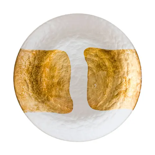 Plato de vidrio blanco con dorados de 27x27x2cm