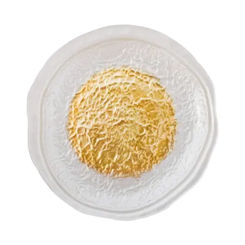 Plato de vidrio blanco con círculo dorado de 27x27x2cm