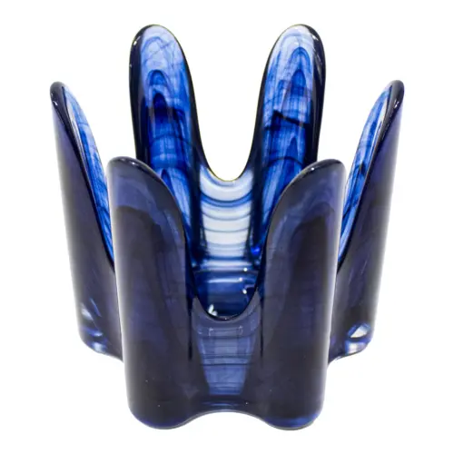 Candelabro de vidrio azul 11.5×11.5x11cm