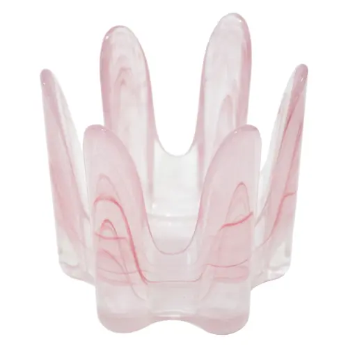 Candelabro de vidrio rosa 11.5×11.5x11cm