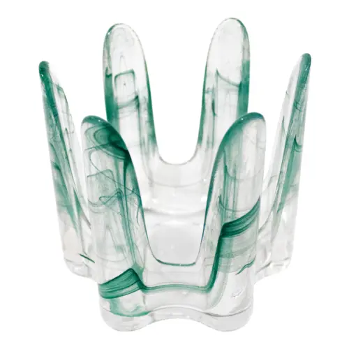 Candelabro de vidrio verde de 11.5×11.5x11cm