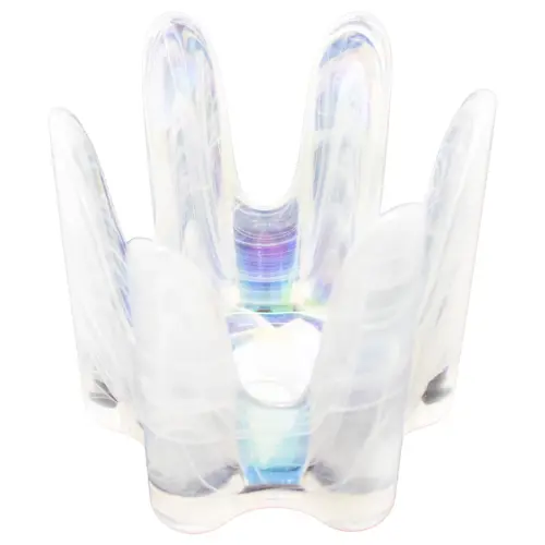 Candelabro de vidrio blanco iridiscente de 11.5×11.5x11cm
