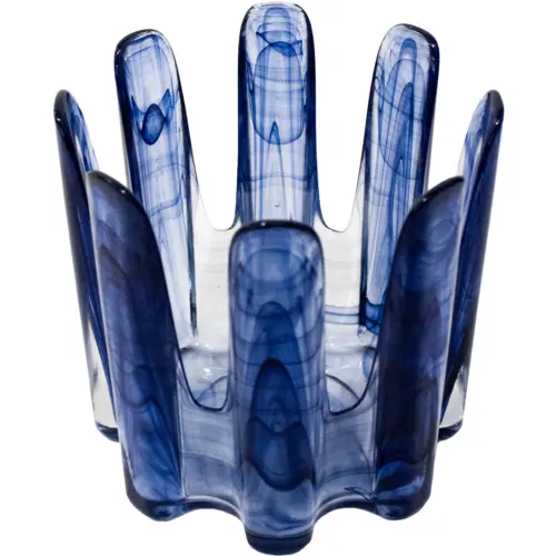 Candelabro de vidrio azul 14.6×14.6x14cm