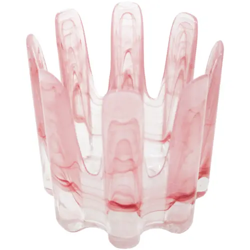 Candelabro de vidrio rosa de 14.6×14.6x14cm
