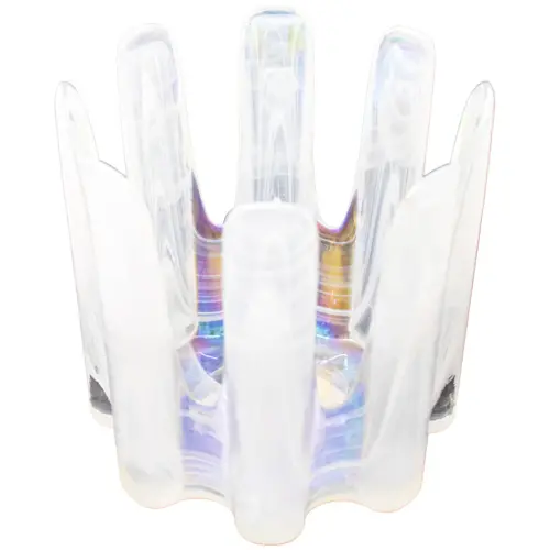 Candelabro de vidrio blanco iridiscente de 14.6×14.6x14cm