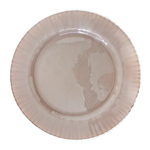 Plato de cristal café con orilla plateada de 33cm