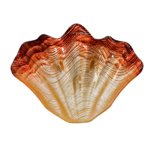 Plato de vidrio beige con café diseño concha de mar de 27cm