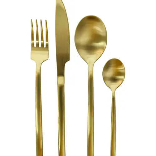 Juego de cubiertos para 4 dorado de acero de inoxidable de 26.5×26.5×4.2cm
